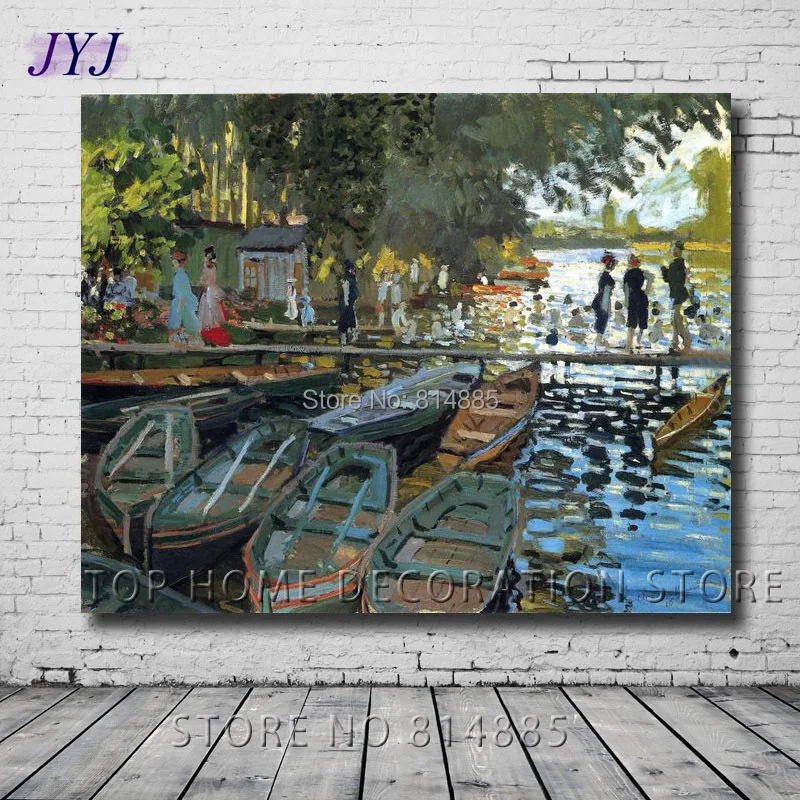 Bathers At La Grenouillere 1869 by Claude Monet Холст Искусство 100% ручная работа картина маслом холст