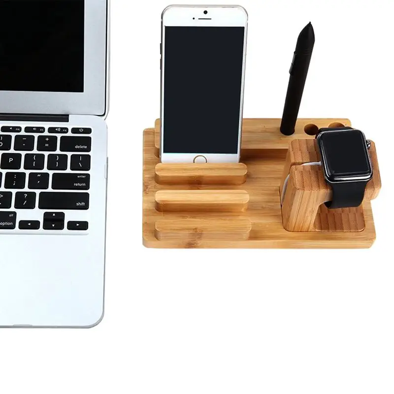 3in1 древесины зарядная станция деревянные док-станция bamboo держатель стойки