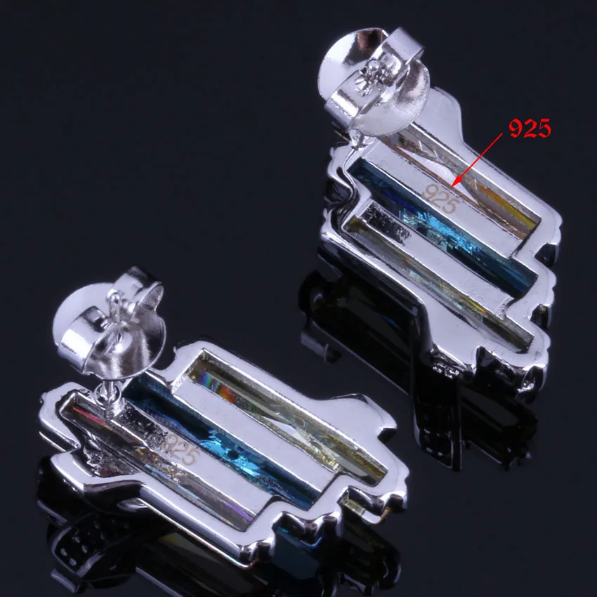 Divine Multigem Multicolor Yellow Cubic Zirconia Silver Plated Jewelry Sets Earrings Pendant Chain Ring V0968 | Украшения и