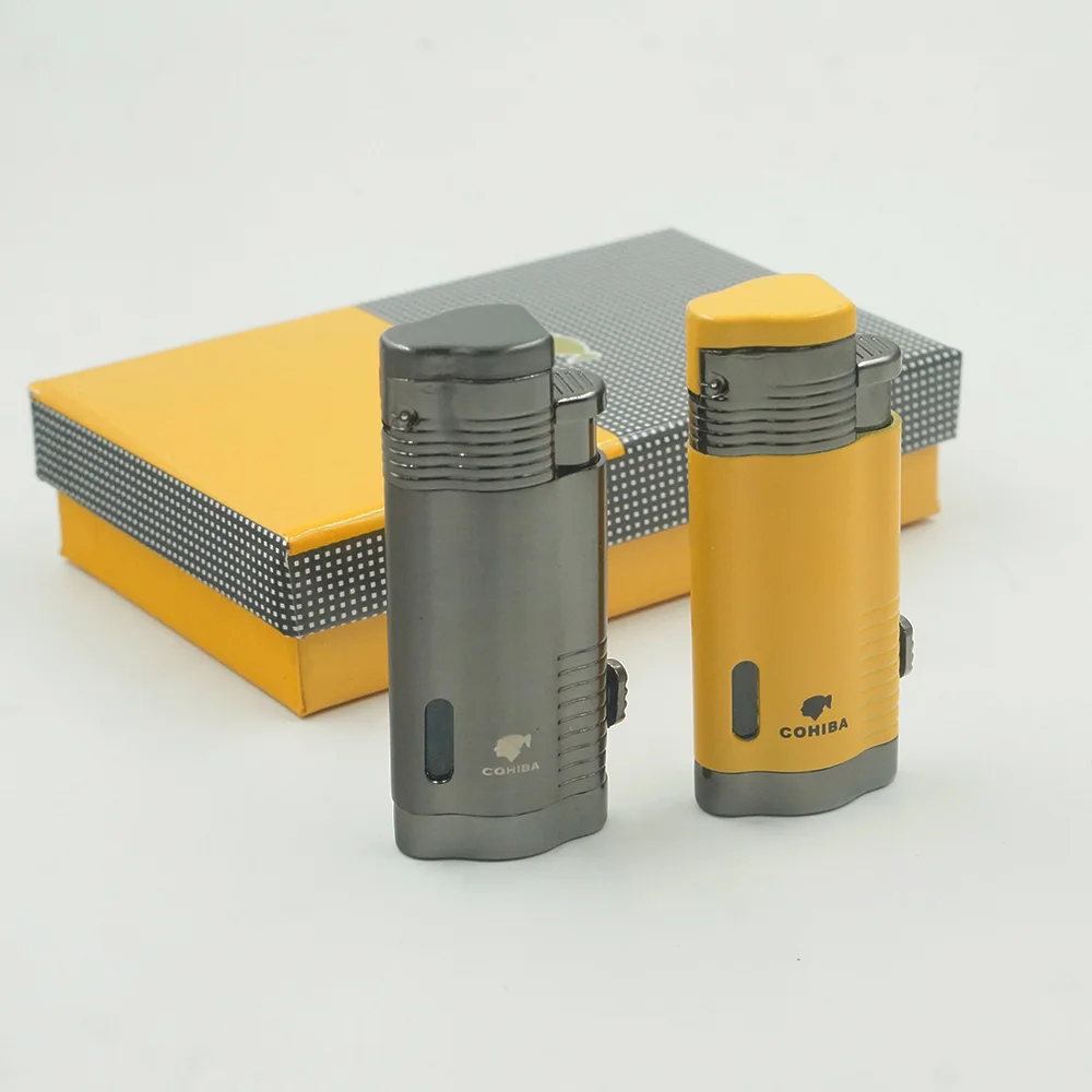 Cohiba Металл Газ Бутан 3 Факел Jet пламя сигары зажигалка с дырокол для сигарет