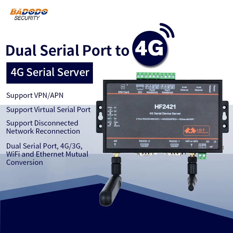 Двойной последовательный порт RS232 RS485 RS422 для Ethernet WiFi 4G LTE 3G GPRS сетевой конвертер