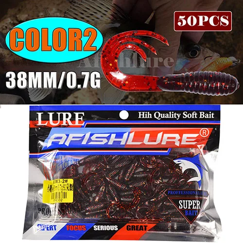 Color2 50 шт., мини приманка, мягкий червь, 38 мм, 0,7 г, три хвоста, мягкая плавающая приманка, искусственная приманка, для рыбалки, Leurre soule Shad - Цвет: Color2