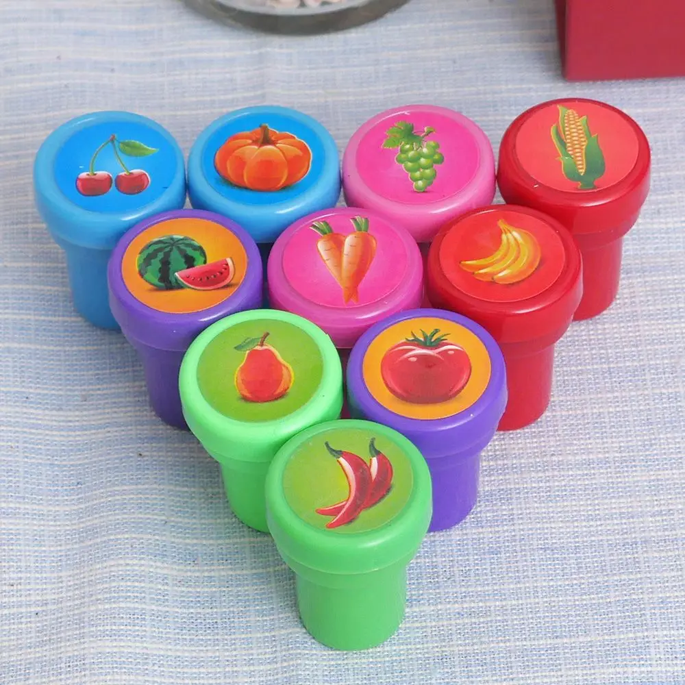 fruits vegetables 10 шт./компл. Self-чернил для резиновых штампов товары для праздника, подарок на день рождения; красивые, модные марки игрушки для мальчиков и девочек, студент, школа, офис - Цвет: fruits vegetables