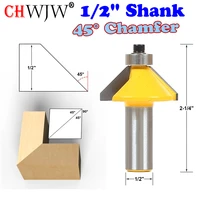 1pc 12 shank high quality 45 degree chamfer bevel edging router bit wood cutting tool woodworking router bits chwjw