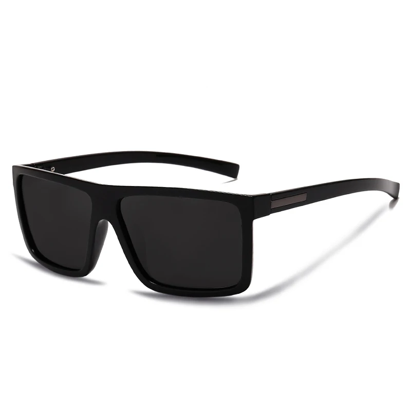 Bright black OVZA, мужские солнцезащитные очки, поляризационные, плоский верх, солнцезащитные очки,, фирменный дизайн, для вождения, солнцезащитные очки, мужские, высокое качество, прямоугольные, стиль - Цвет линз: Bright black