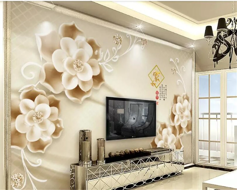 Обои beibehang для стен 3 d наклейка обои Золотой 3D тисненый домашний и богатый цветок
