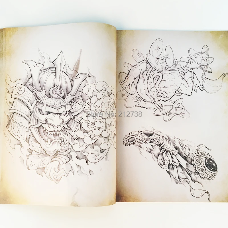 Новейшая японская традиционная TOP-Tattoo-Flash-Book-Buddha-Ganesh-KOI-Hannya A4 43 страницы