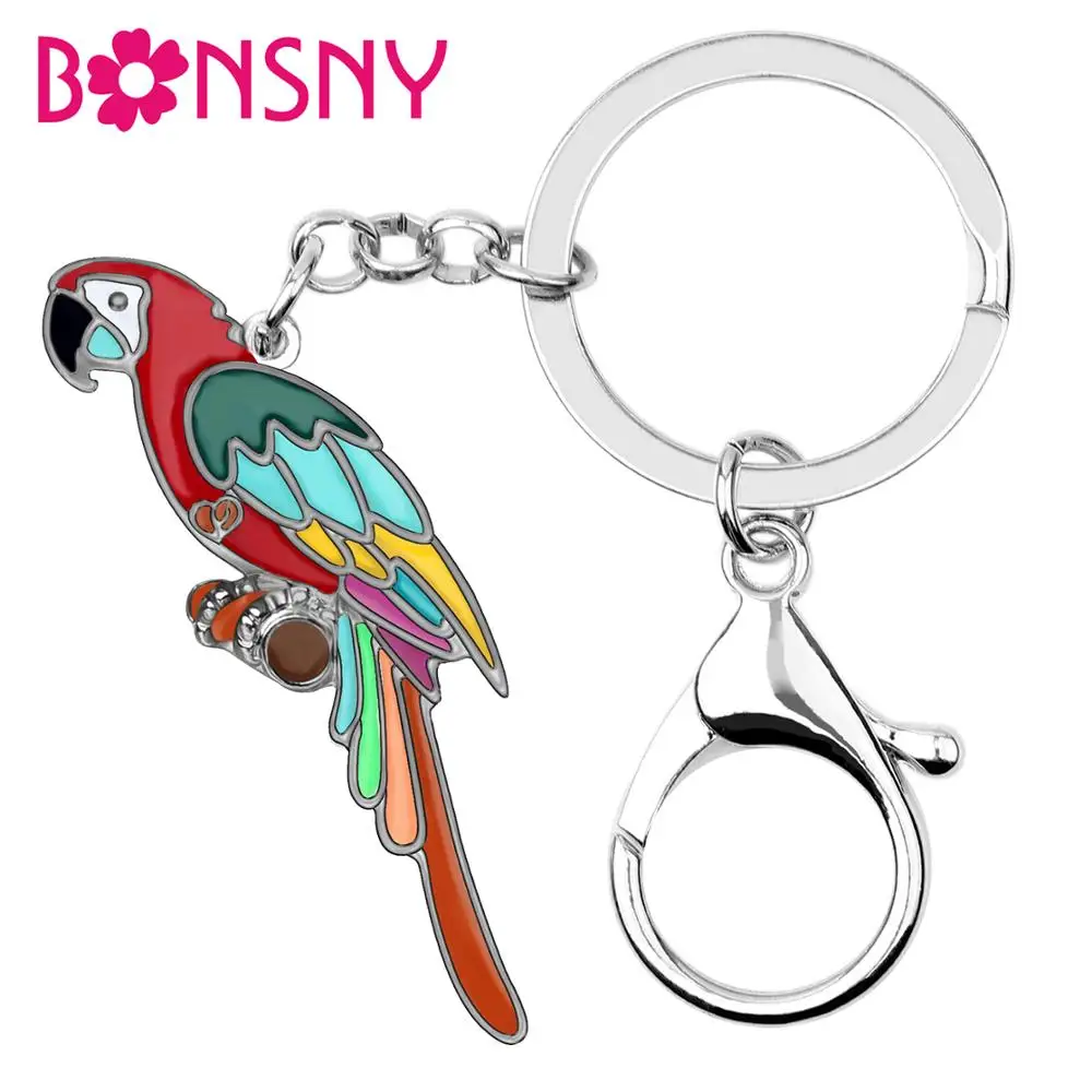 

Bonsny Enamel Alloy Colorful Macaws Parrot Bird Keychains Key Rings Bag Car Purse Decoration Accessory For Women Girls Teen Gift