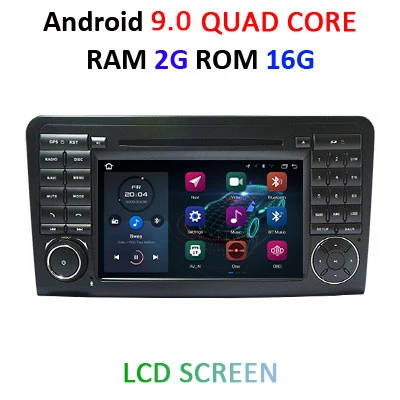 9.0 2G 16G LCD Android 9,0, 4 ГБ, 64 ГБ, автомобильный DVD плеер для Mercedes Benz класса GL500 W164 X164 ML350 ML300 ML320 ML280 GL350 GL450 радио навигации - Цвет: 9.0 2G 16G LCD