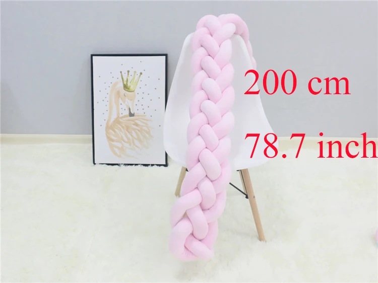 200cm Pink 1 м/2 м/3 м 4 пряди ручной скандинавский узел кроватка Боковой бампер для новорожденных Безопасность Детская Кроватка Забор украшение в детскую комнату кровать набор защита для кроватки - Цвет: 200cm Pink