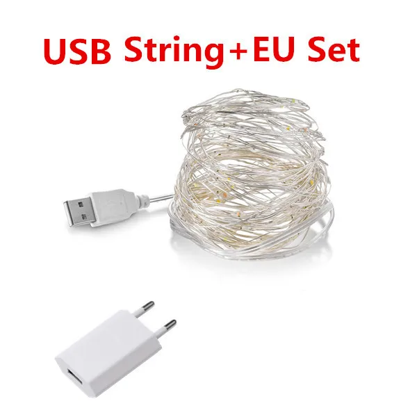 Светодиодная гирлянда 10 м Сказочная 33 фута 5 В USB питание для улицы теплый белый/RGB