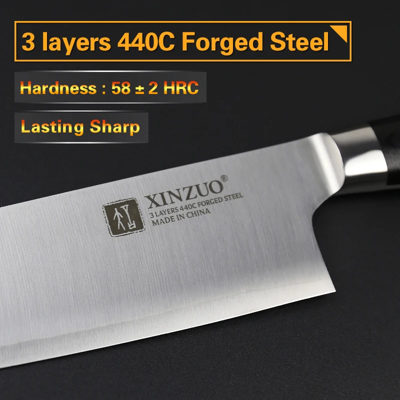Xinzuo 4 шт. Кухня ножи шеф-повар комплекты 3 слоя 440C Core одетый Сталь Santoku Nakiri пилинг