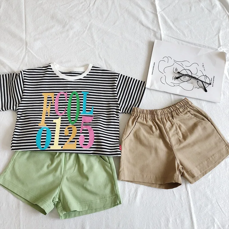 Летние новые детские шорты однотонные повседневные короткие брюки для маленьких