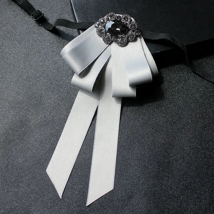 Rhinestone Bow tie Британский мужской женский Шелковый атласный бант из ленты, галстук-платок, роскошный галстук для жениха, бизнес, Свадебная вечеринка, сплав, кристаллы, стразы, галстук-бабочка - Цвет: Rhinestone Bow tie