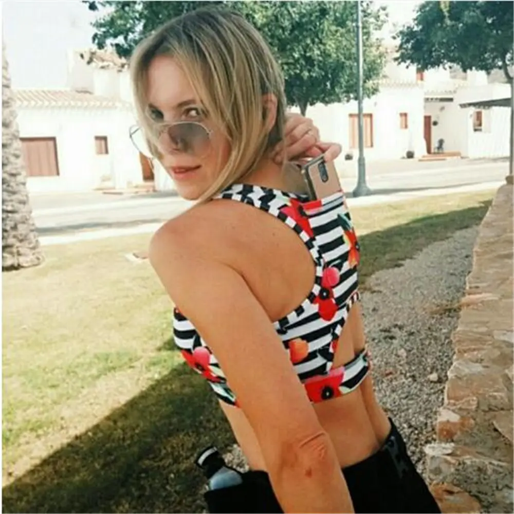 Для женщин спортивный бюстгальтер с карманом для телефона цветочный принт Йога