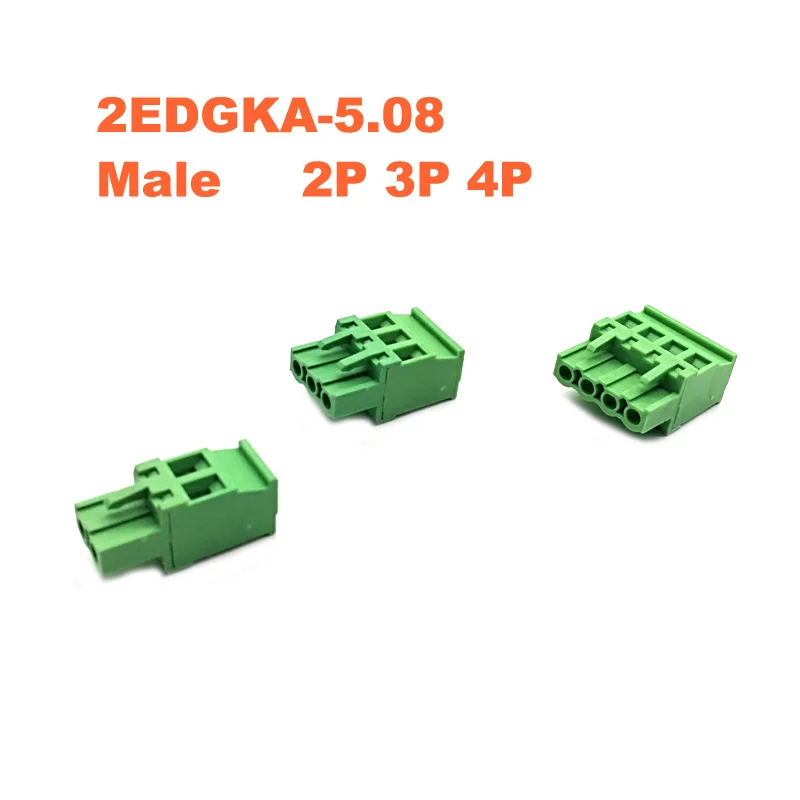 20 комплектов шаг 5 08 мм 2P 3P 4P винтовой штекер PCB клеммная колодка 2EDGKA 2edgv прямой