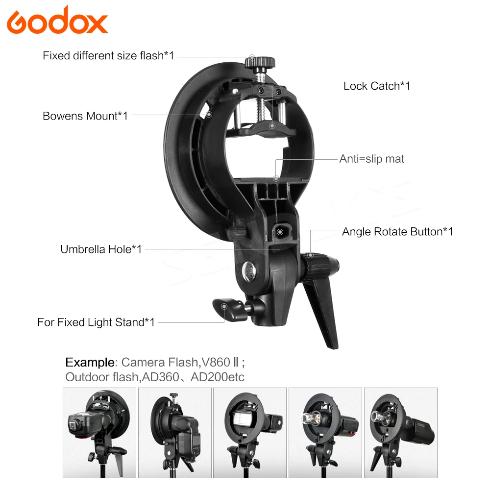 Кронштейн S типа Godox Bowens держатель для вспышки Speedlite софтбокса тарелки красоты