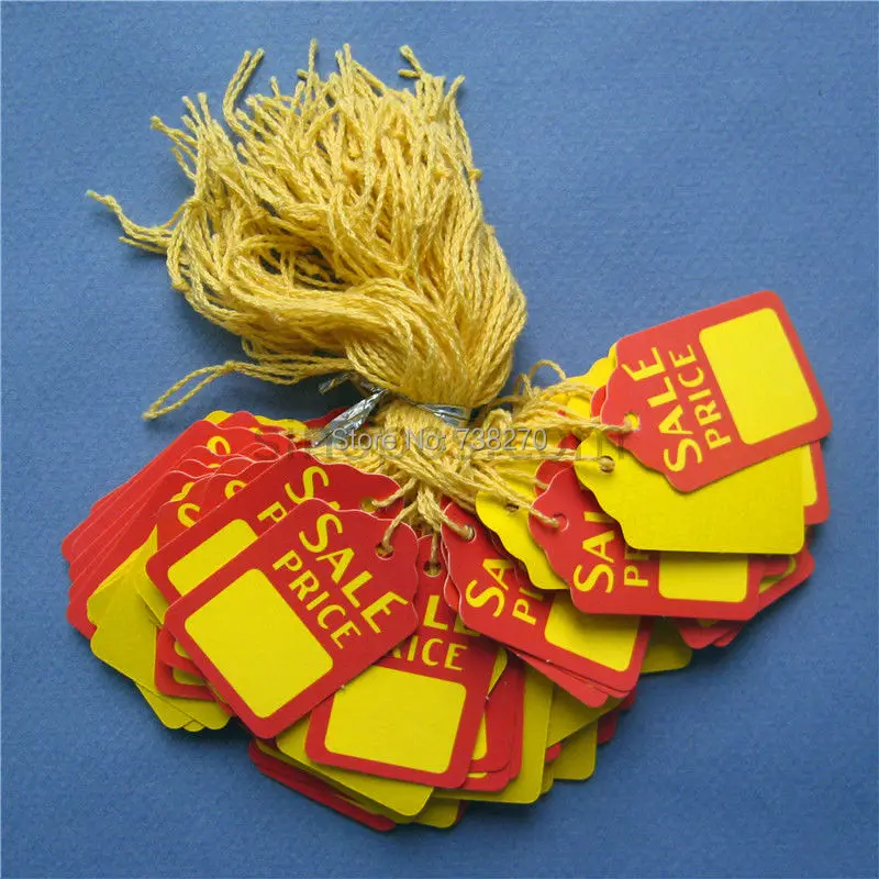 Предварительно натянутые бирки для продажи зубчатый 29x45 мм этикетка упаковки с