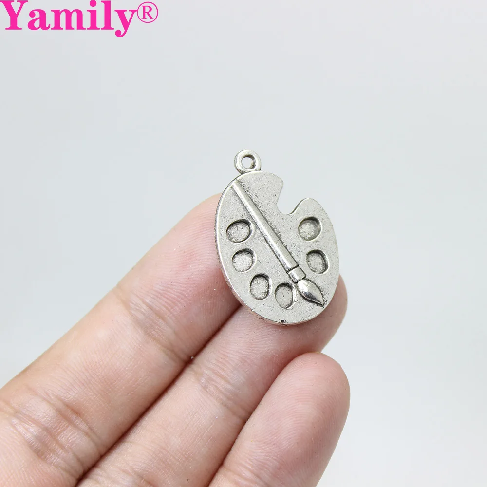 Yamily 10 шт./21*8 мм Краска в палитре искусственная тибетская Серебряная