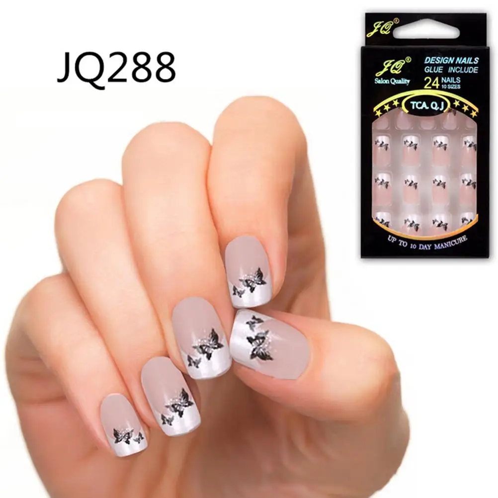 24Pcs/1Set Healthy-looking Fake False Nails Natural French Acrylic Nail Art Design Tips | Красота и здоровье