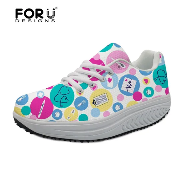 FORUDESIGNS/ г., брендовая дизайнерская женская обувь для кормления повседневная обувь для похудения Милая женская обувь на платформе, увеличивающая рост, с принтом медсестры - Цвет: H5809AS