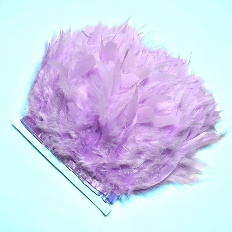 Light purple 1 м/лот, черные пушистые перья индейки, отделка, бахрома, 10-15 см, окрашенная лента с перьями марабу, сделай сам, праздничная одежда, платье, Шлейфы - Color: Light purple