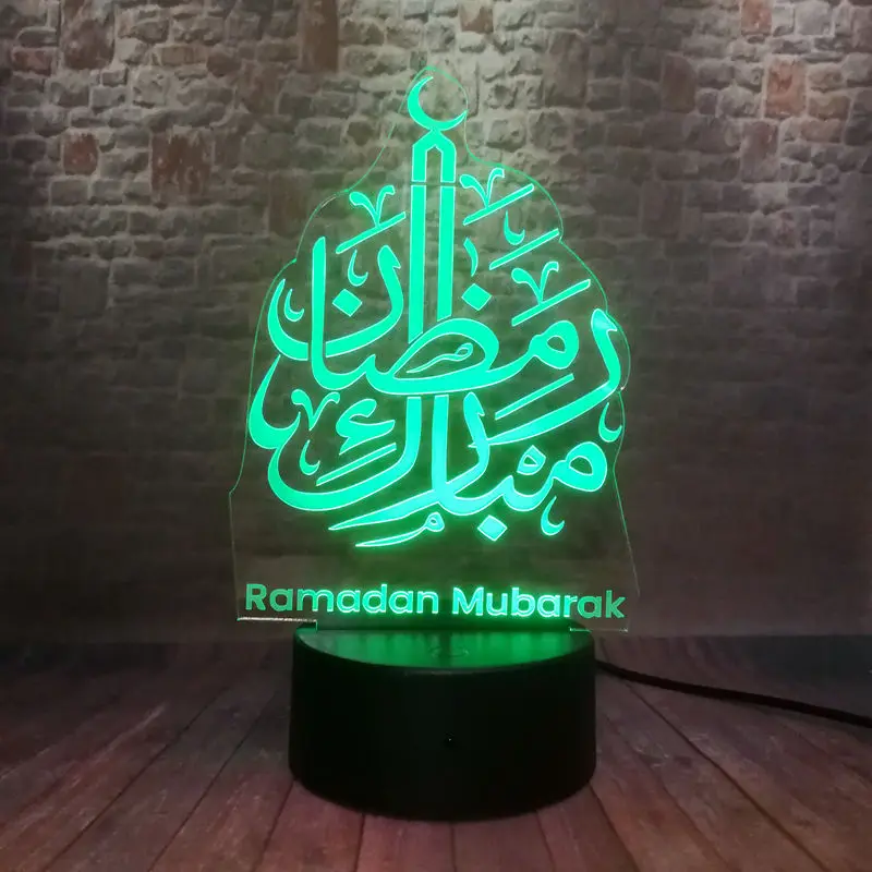 Светящийся исламский Рамадан 3D иллюзия ночник красочная вспышка освещение ИД