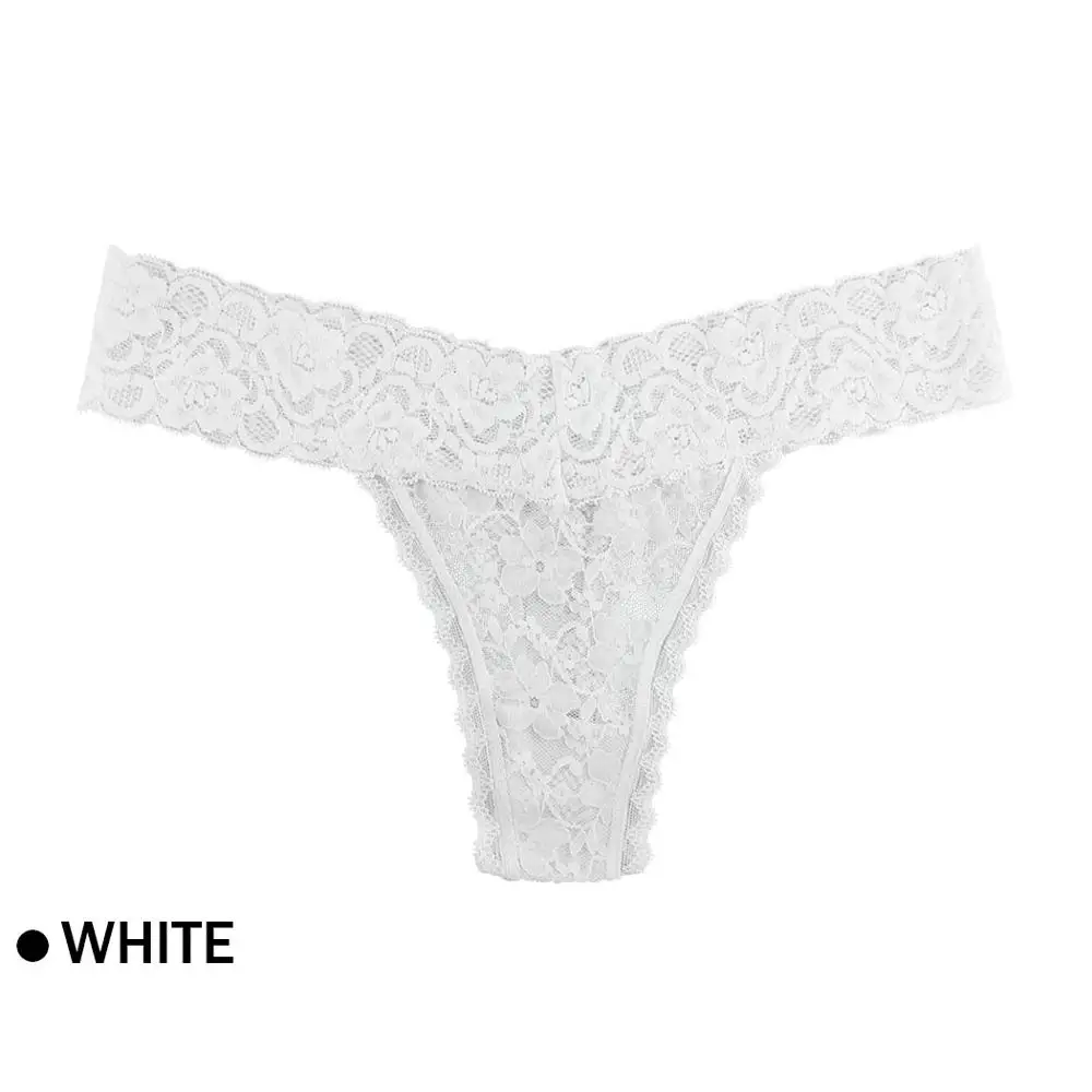 all lace white Удобные женские хлопковые стринги, трусики, кружевное нижнее белье, розовые женские трусы, сексуальное нижнее белье с низкой талией, Ropa Interior Femenina - Цвет: all lace white
