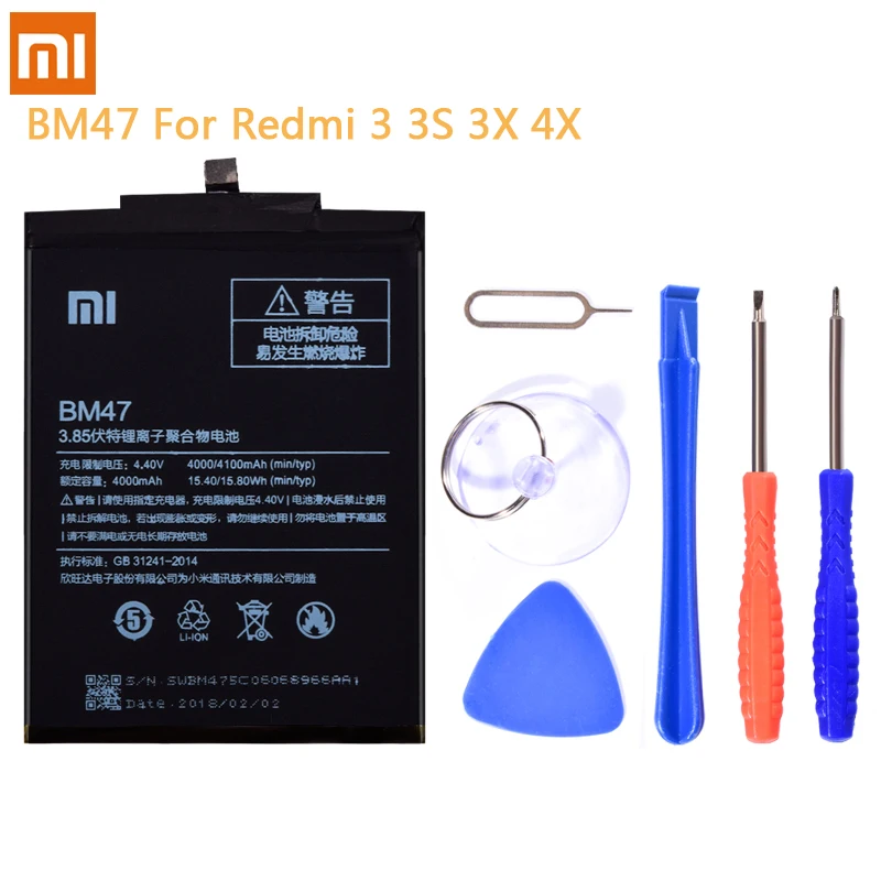 Оригинальная батарея BM21 BM34 BM3A BM48 BM47 для Xiaomi Mi Note 2 3 Note2 Note3 Redmi 3S 3X 4X литий полимерная