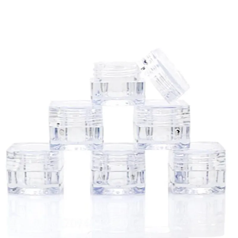 

2pcs/lot 5g Clear Plastic Jar Empty Cosmetic Containers Eyeshadow Cream Box Small Travel Makeup Refillable Tool