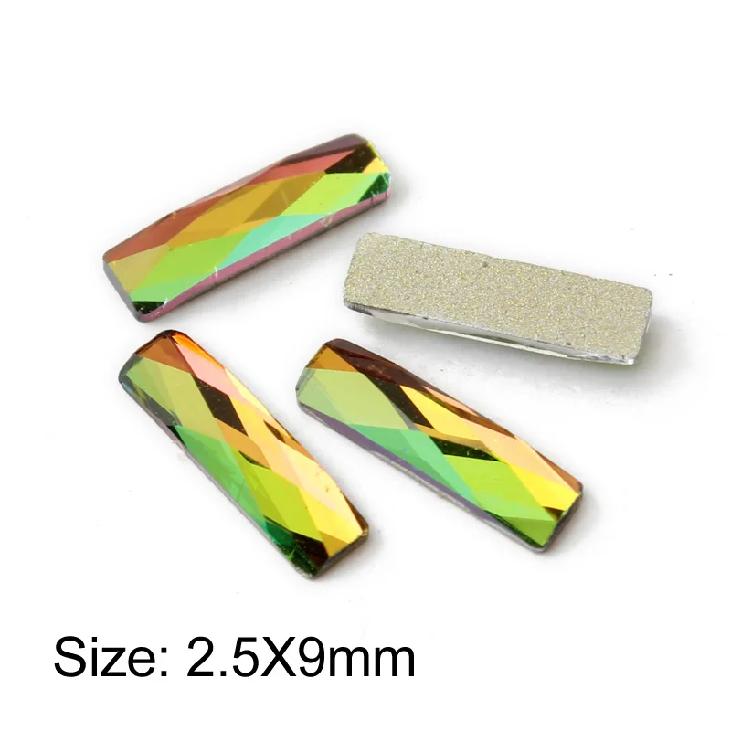Strip 2.5x9mm Горячая Распродажа, 3D Стразы для дизайна ногтей, радужные необычные стеклянные хрустальные камни для рукоделия, художественное оформление ногтей - Цвет: Strip 2.5x9mm