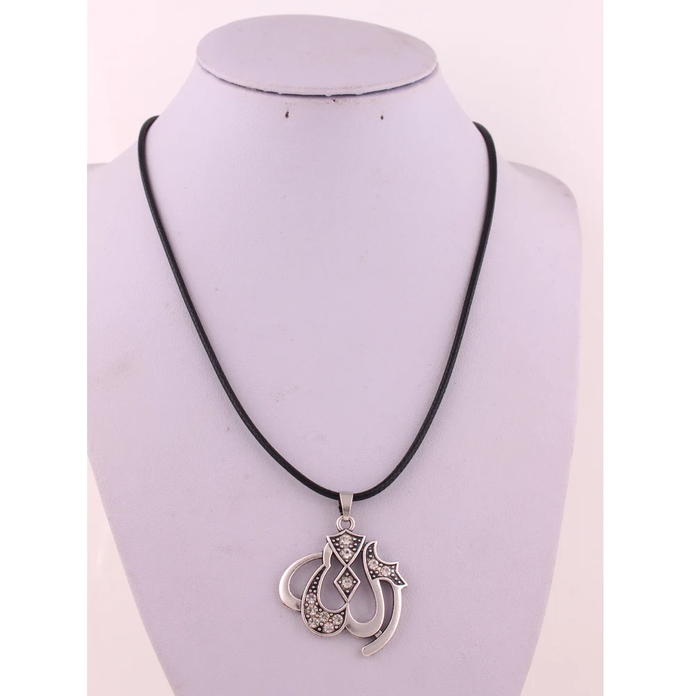 Мусульманские женщины Арабский исламский Бог Аллах медальон кожаное ожерелье