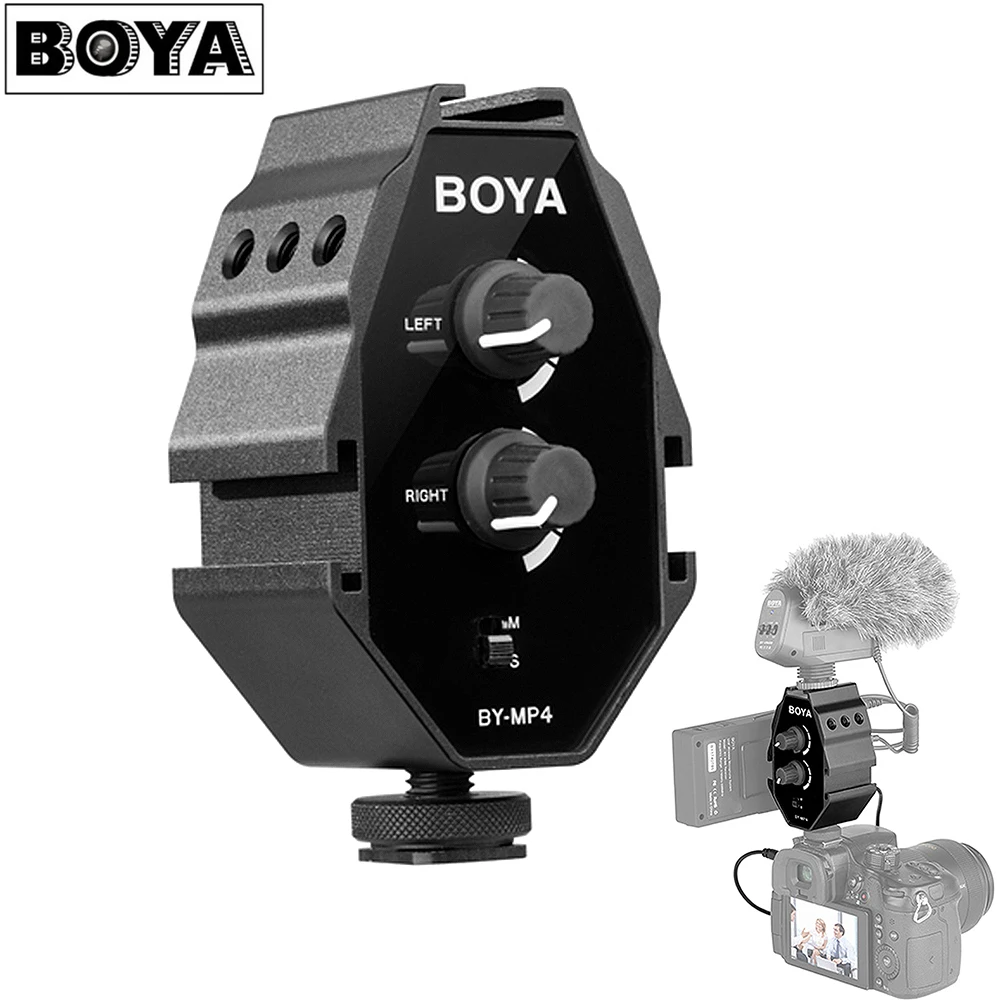 BOYA BY MP4 2 канальный аудиоадаптер с монофоном и двойным микрофоном для смартфона