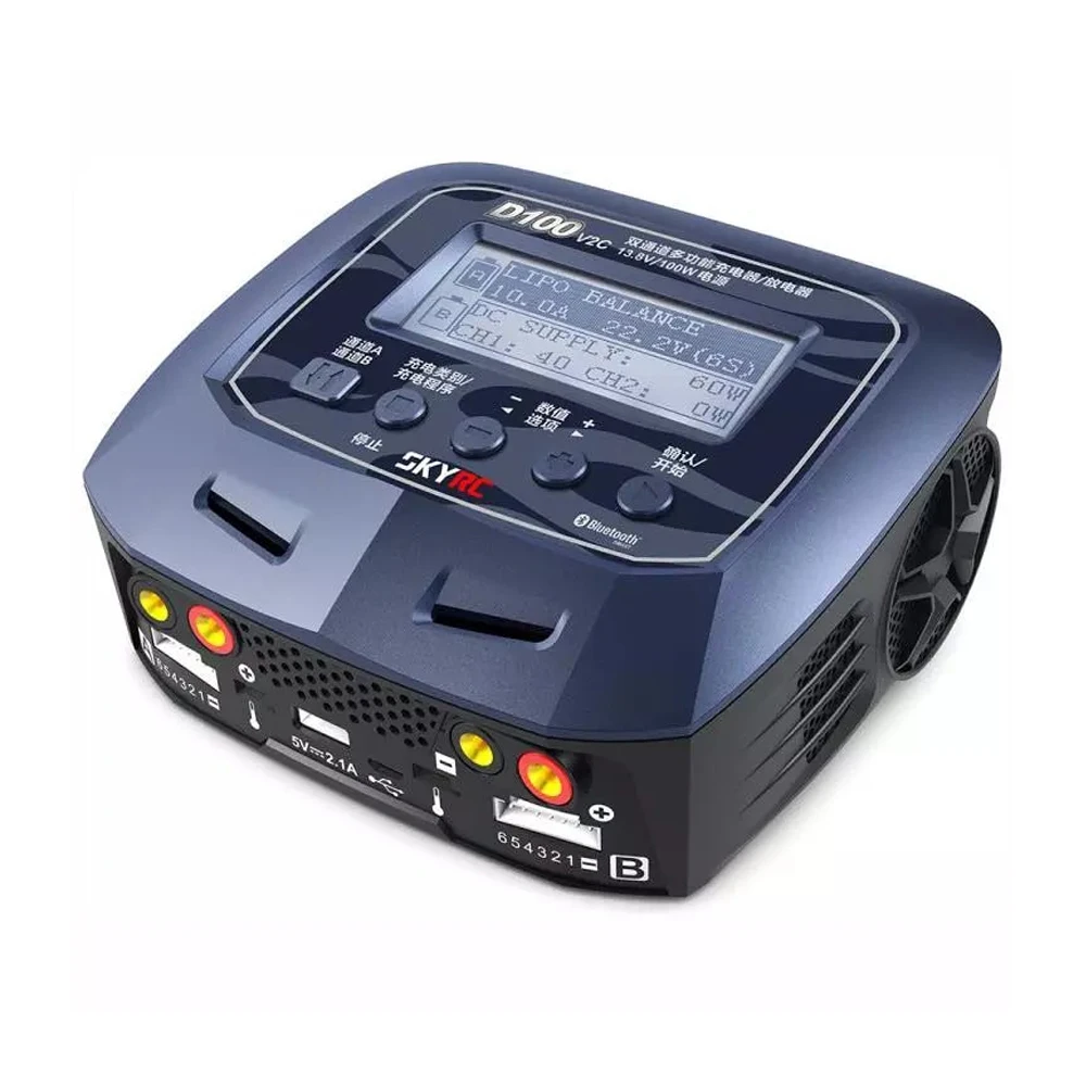 Skyrc D100 V2C Зарядное устройство Двухканальное AC/DC зарядное LiPo 1 6s 2x100 Вт двойной