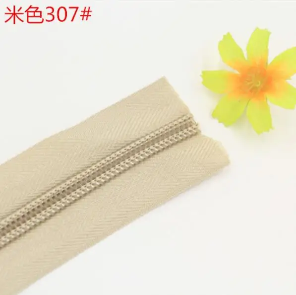 light beige 307 3 м длиной 5# черный белый серый красный бежевый нейлон катушки молнии в рулоне с 3 шт. ползунки для самостоятельного пошива одежды аксессуары - Цвет: light beige 307
