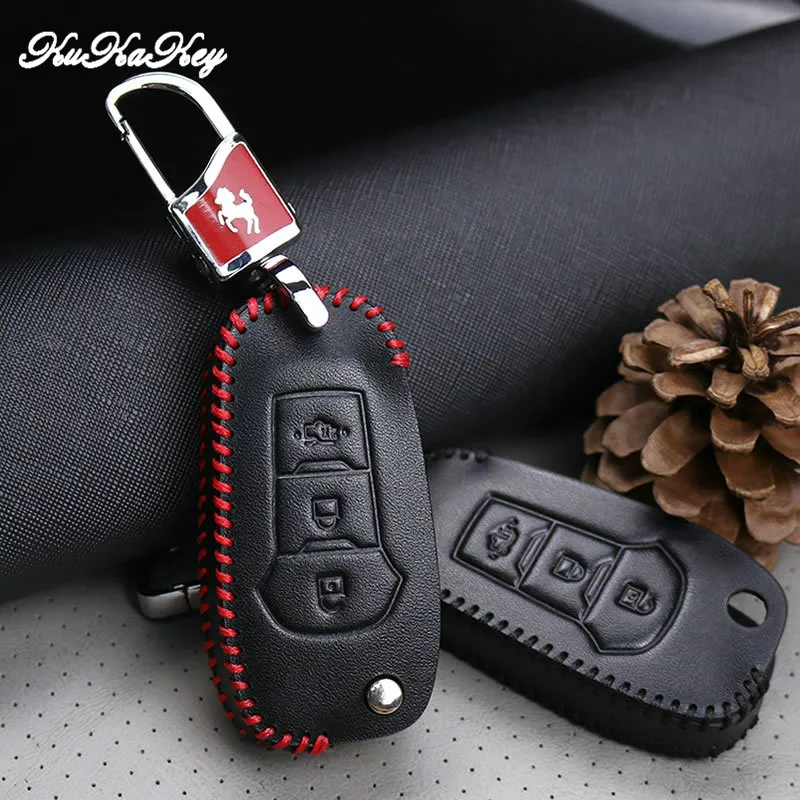 Чехол для автомобильного ключа KUKAKEY чехол из натуральной кожи Ford Focus Mondeo откидной
