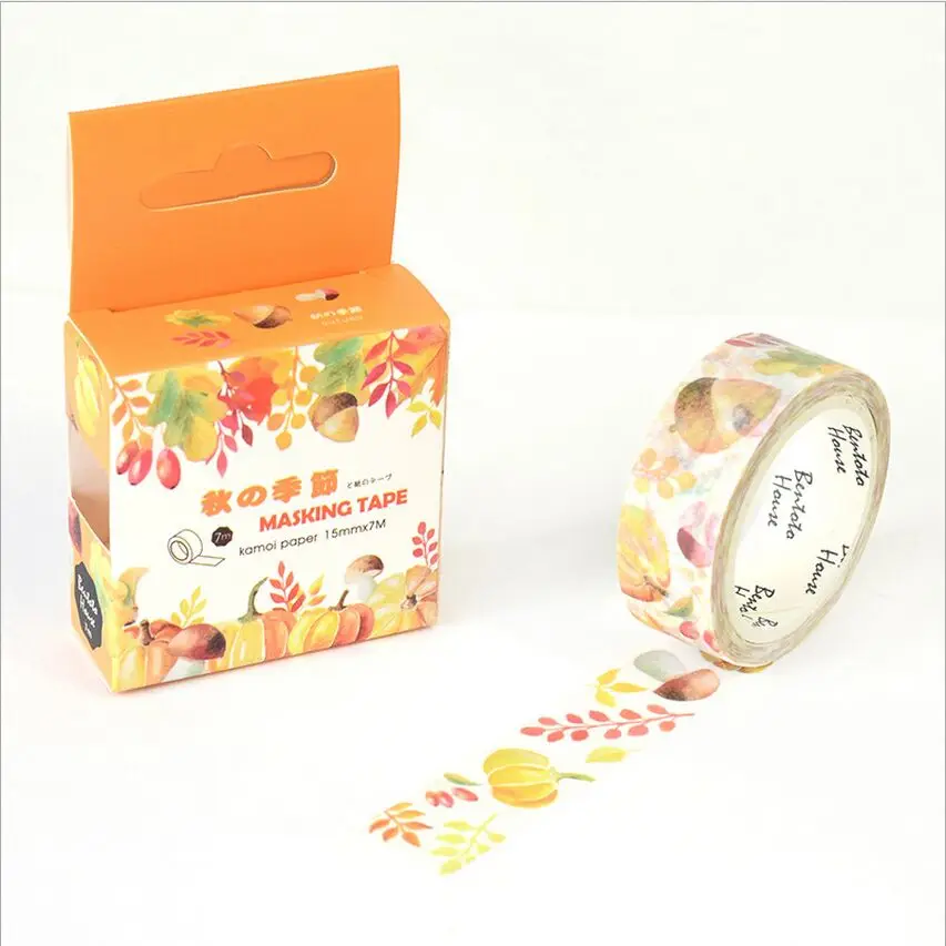 

15mm Wide Golden Fall Fruits Swatch Washi Adhesive Tape DIY Decorative Diary Scrapbook Sticker Label Masking Tape