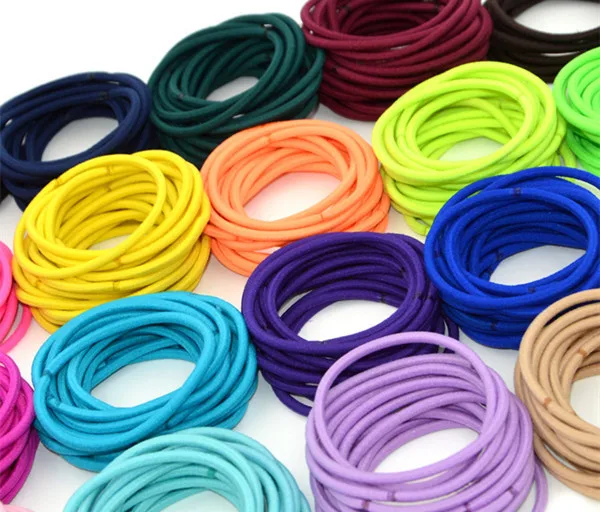 100 шт./лот 4 мм толщина разноцветные эластичные резинки для волос Женские