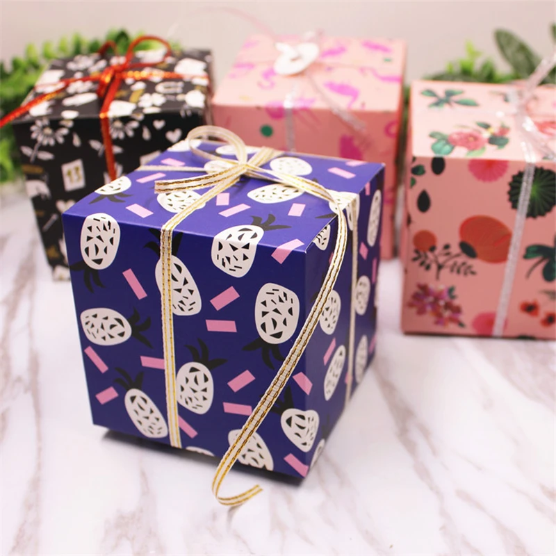 50 шт. Фламинго рука ананас розы цветы квадратной формы коробка конфет подарок