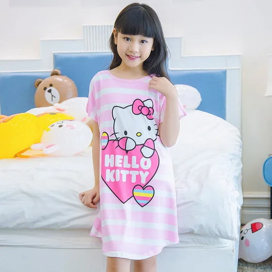 Летние Ночные платья 2018 новая ночная рубашка с короткими рукавами и рисунком