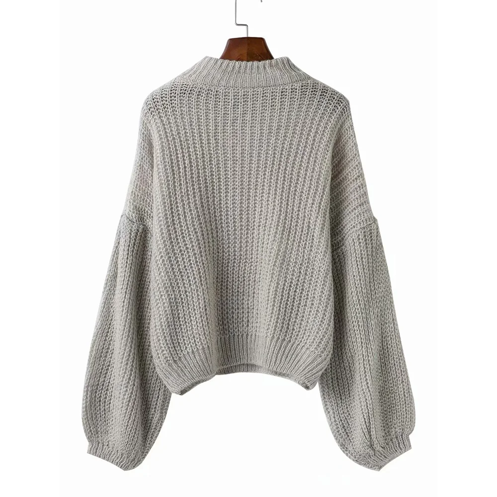 Women Knitted Sweaters Pullover Solid Turtleneck Lantern Sleeve Loose Street Fashion Outwear Casual 2018 Autumn Winter Clothing | Женская