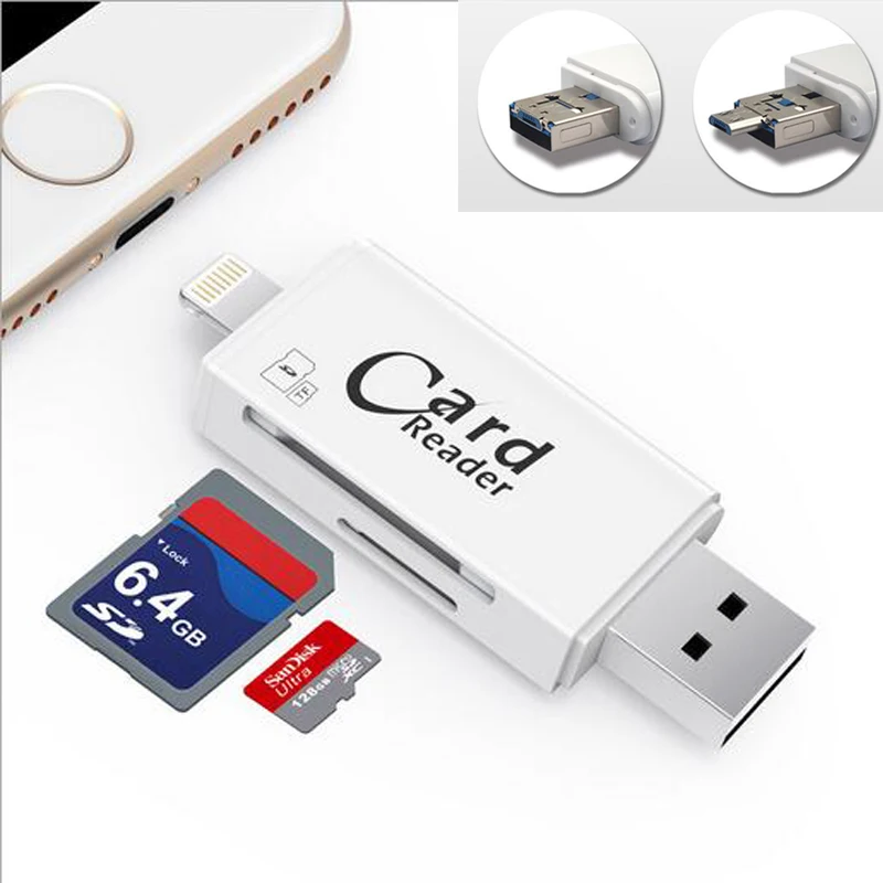USB 2 0 кардридер высокого качества TF Micro SD карта OTG адаптер Lightning для iPhone 5 5s 6S 7 8 Plus