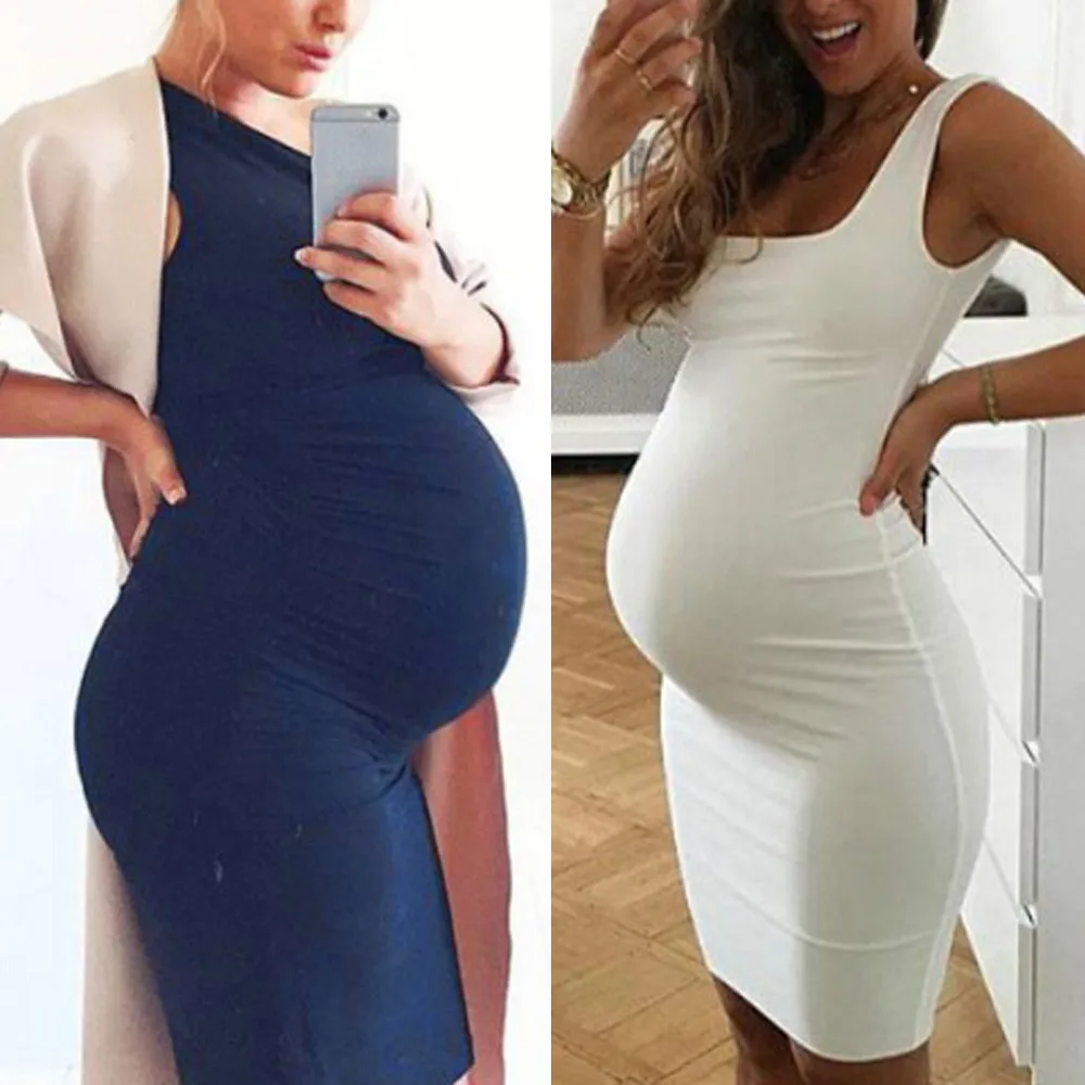 Pregnant Dress O-neck Sleeveless Nursing Maternity Dresses Solid Vest Pregnancy Breastfeeding Clothes Sukienka Ciazowa | Мать и ребенок