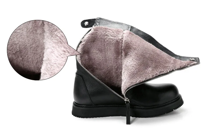 fur lining Черные мужские ботинки из натуральной кожи в стиле панк; модная дизайнерская обувь на молнии в байкерском стиле; обувь для верховой езды; мужские ботинки на нескользящей платформе в стиле рок и милитари - Цвет: fur lining
