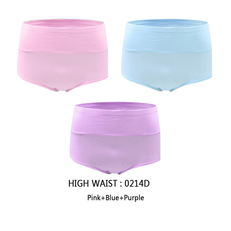 High Waist 0214D Женские трусы для критических дней LANGSHA, хлопковые бесшовные трусы брифы с широкой непромокаемой вставкой, нижнее белье анатомического кроя для девушек, набор из 3 шт - Цвет: High Waist 0214D