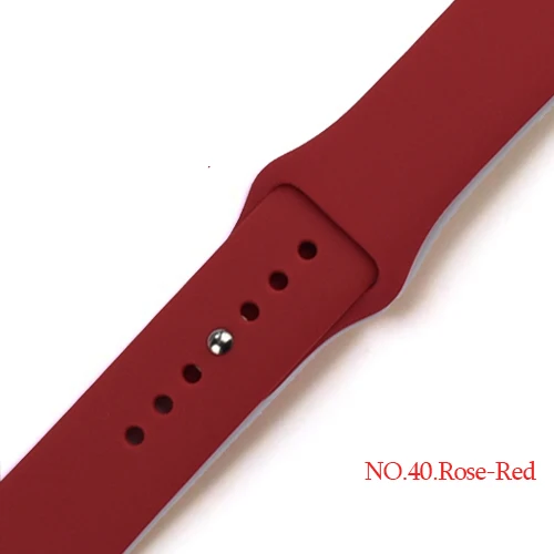Силиконовый спортивный ремешок Correa для Apple Watch, 42 мм, 38 мм, 44 мм, Iwatch, серия 4, 3, 2, 1, резиновый браслет, ремешок для наручных часов - Цвет ремешка: NO.40.Rose-Red