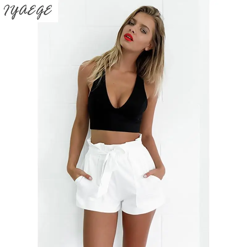 Женские свободные шорты больших размеров с высокой талией женские поясом для