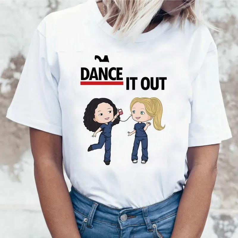 Cartoon Greys Anatomy T-shirts Women You're My Person Letter T Shirt 90s Harajuku Ullzang Fashion Tops Tee Korean Tshirt Female