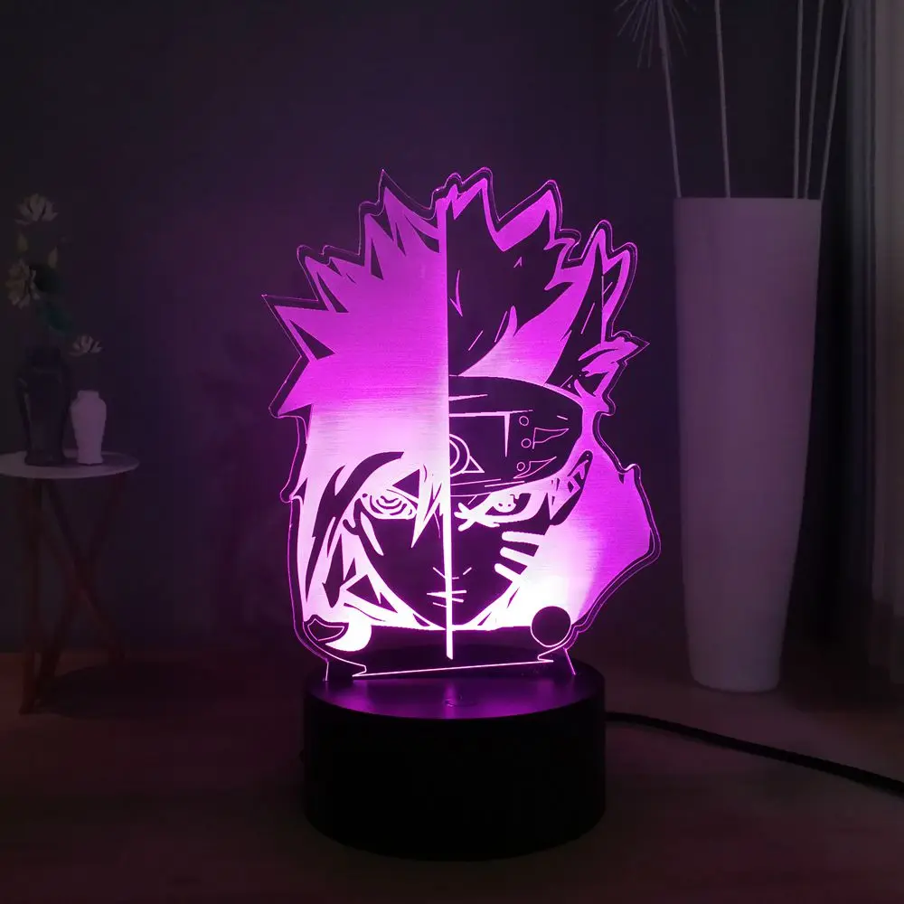 Наруто Uzumaki 3D иллюзия Лампа японского аниме USB переключатель разноцветный светодиодный ночник для спальни декоративное освещение для дома