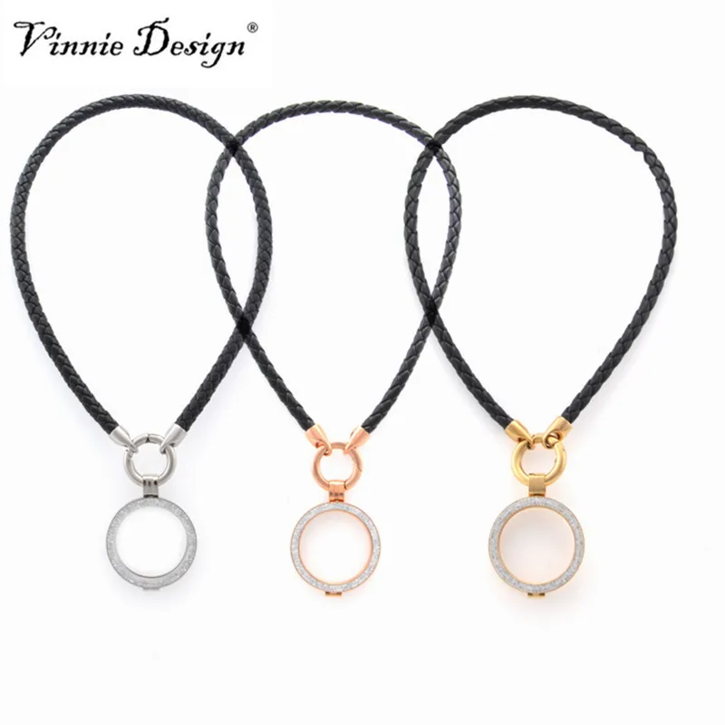 Vinnie Design ювелирные изделия 40 см кожаное ожерелье с 1 шт 35 мм двойной кристалл